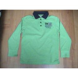RIVERWOODS groen poloshirt met blauwe kraag - vrij breed mod