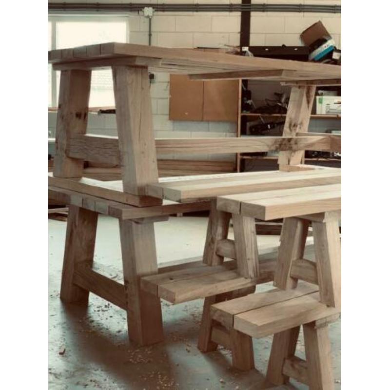 Massief eiken tuintafel buitentafel
