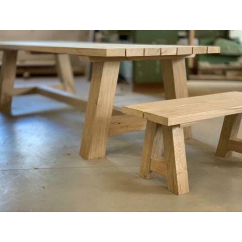 Massief eiken tuintafel buitentafel