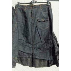 GEISHA spijker/zwart krijtstreep stel jack+rok mt L