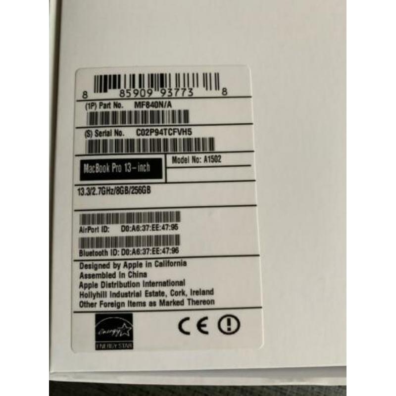 Mooie MacBook Pro 2015 13-inch, 2.7 GHz, 256 GB, 2 opladers