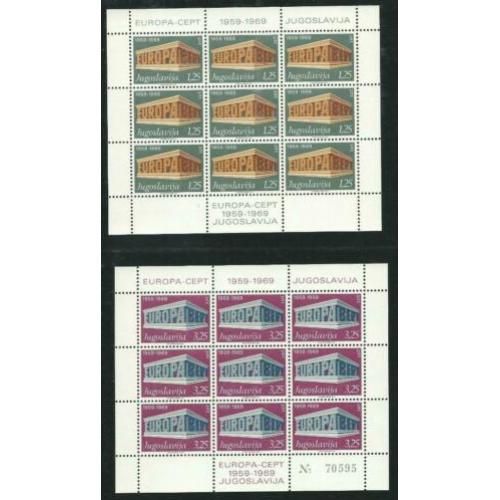 JOEGOSLAVIE 1969 Europa-Cept in 2 Velletjes, 2e. oplage, Pfr