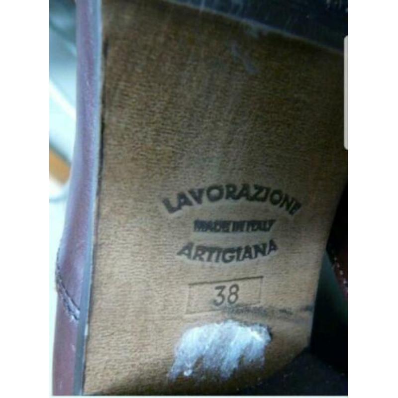 Vintage bruine leren schoenen laarsjes 38 de bijnkorf