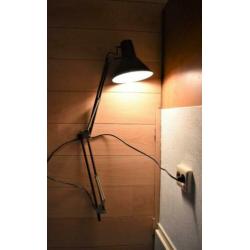 vintage bureau lamp, bruin met veren