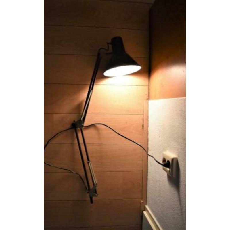 vintage bureau lamp, bruin met veren