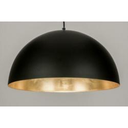 hanglamp retro aluminium 50cm zwart bruin karamel goud lamp