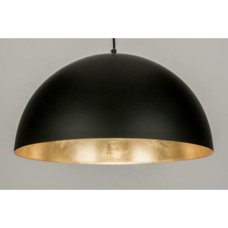 hanglamp retro aluminium 50cm zwart bruin karamel goud lamp