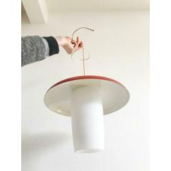 Mid-Century opaline glas en metalen Pendant hanglamp
