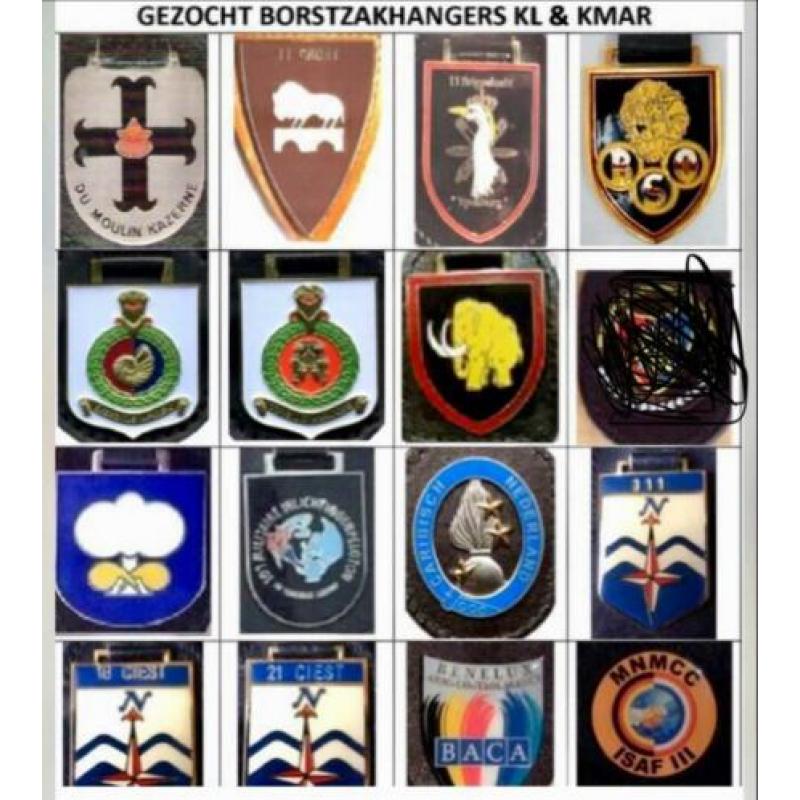 GEZOCHT Borstzakhangers / Borsthangers / BZH / Emblemen