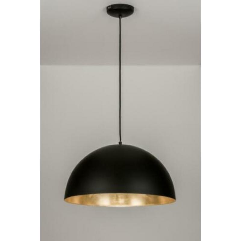 hanglamp retro aluminium 50cm zwart bruin karamel goud lamp