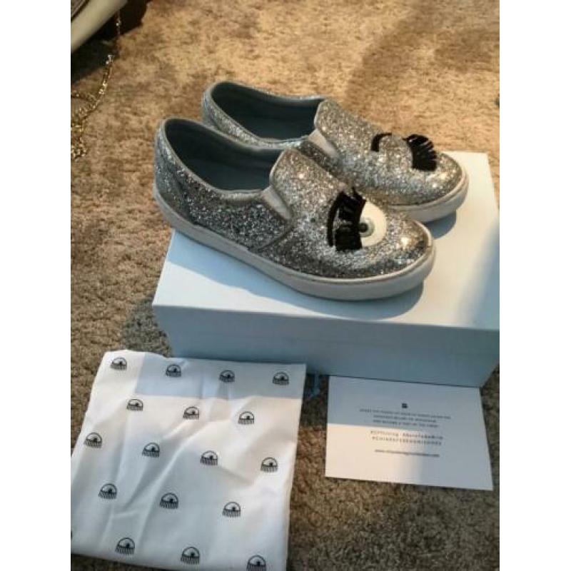 CHIARA FERRAGNI espadrilles, maat 39 zilverkleurig