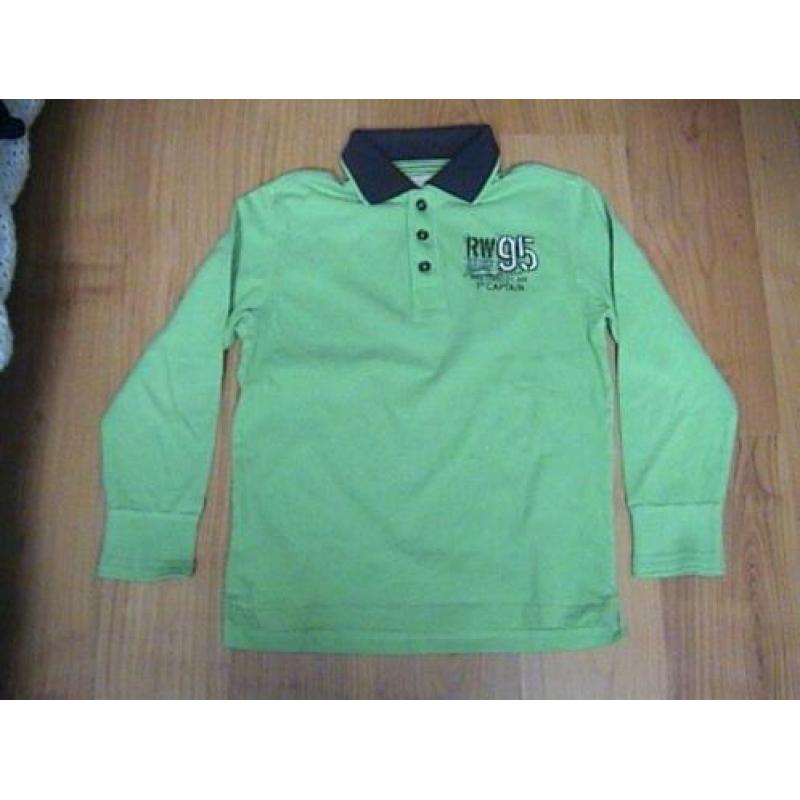 RIVERWOODS groen poloshirt met blauwe kraag - vrij breed mod
