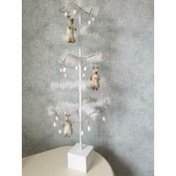 Replica feathertree met wattenpopjes paashaasjes brocante