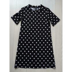 Mooi DIVIDED H&M zwart polkadots stretch jurkje S-M
