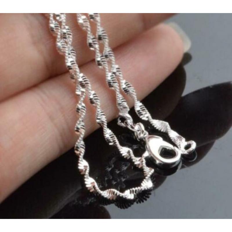 925 Sterling Zilveren Choker Ketting van 55 cm Nieuw