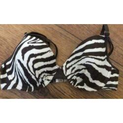 wit/bruin zebra bikini mt 36 met voorgevormde B cup