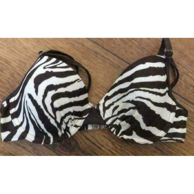 wit/bruin zebra bikini mt 36 met voorgevormde B cup