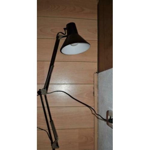 vintage bureau lamp, bruin met veren