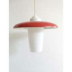 Mid-Century opaline glas en metalen Pendant hanglamp