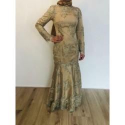 Goud beige jurk, maat 38/38