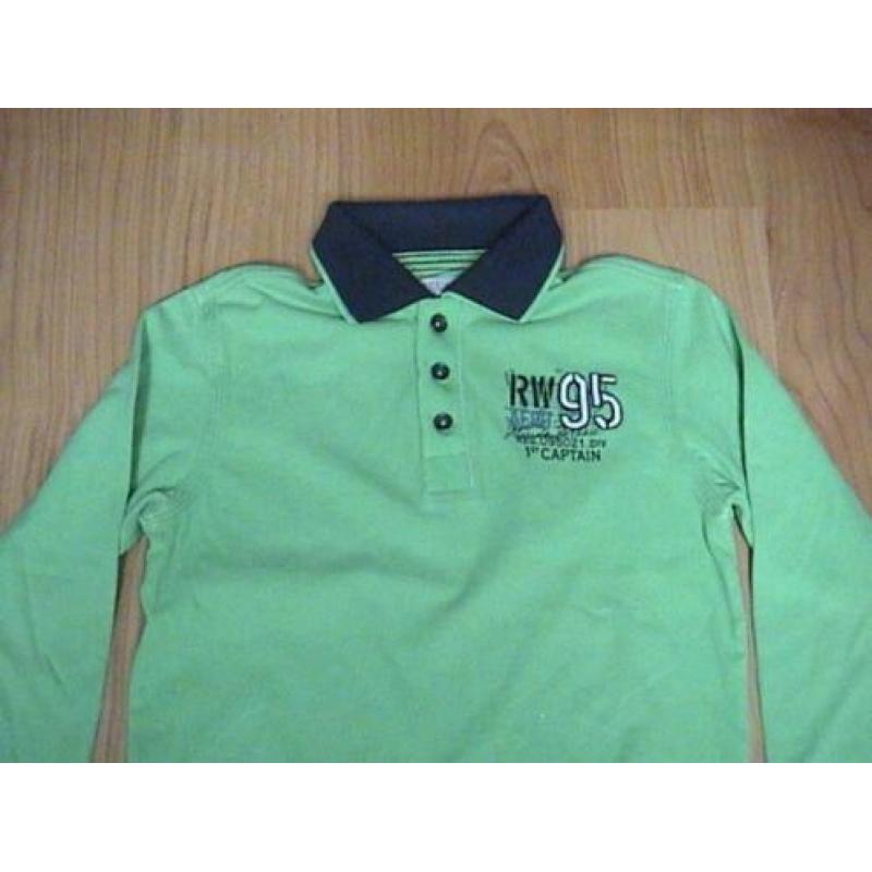 RIVERWOODS groen poloshirt met blauwe kraag - vrij breed mod