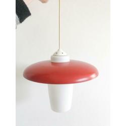 Mid-Century opaline glas en metalen Pendant hanglamp