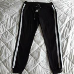 Urban Classics jogger joggingbroek zwart witte bies maat L