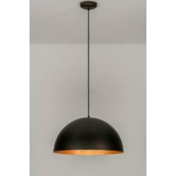 hanglamp retro aluminium 50cm zwart bruin karamel goud lamp