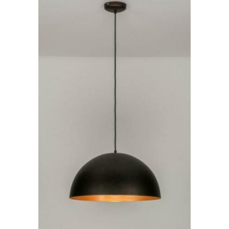 hanglamp retro aluminium 50cm zwart bruin karamel goud lamp