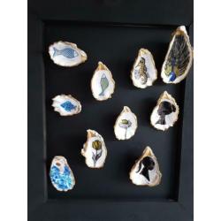 Handbeschilderde oester 'boom blauw'