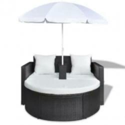 Loungebed met parasol en kussens