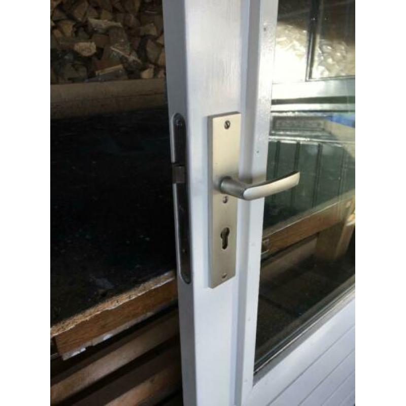 Merbau achterdeur, schuurdeur, tuindeur, deur met iso glas
