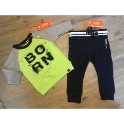 Nieuw set Born to be Famous sweater neon broekje 68