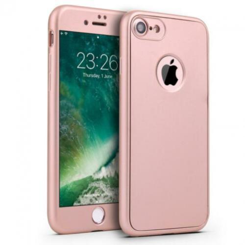 360° Frosting TPU hoesje Set voor iPhone 8/7 _ Roze Goud