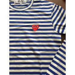 Streep shirtje blue cdg shirt blauw comme des garçons play