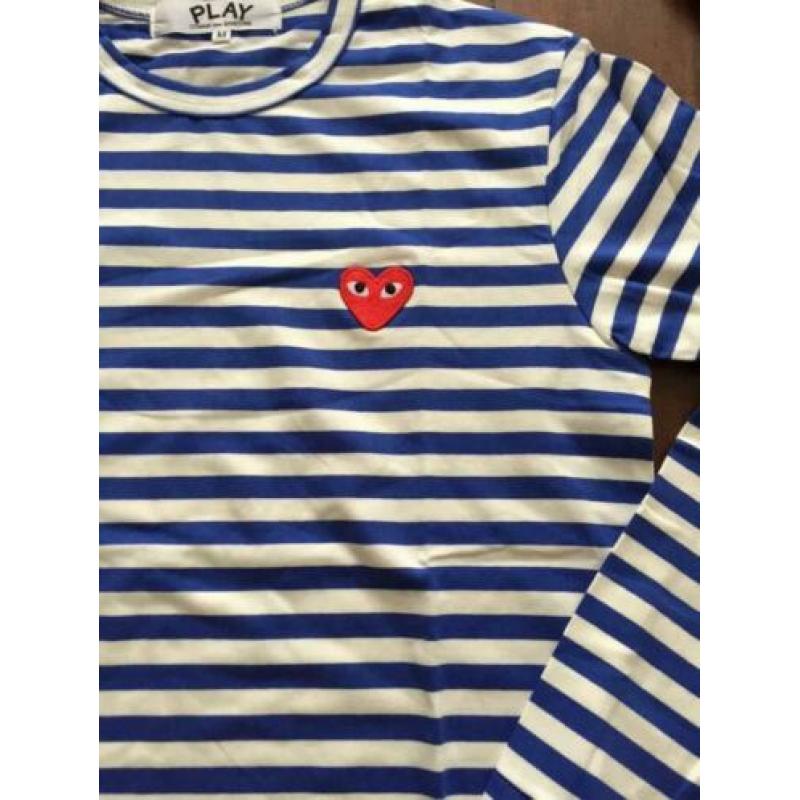 Streep shirtje blue cdg shirt blauw comme des garçons play