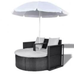 Loungebed met parasol en kussens