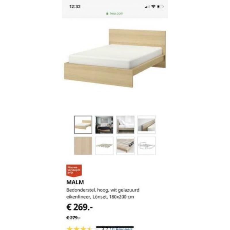 Malm bed 180 x 200 inclusief topper van 7cm