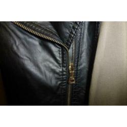 Gerry Weber blazer kakigroen katoen + zw. pu leer 42 32335