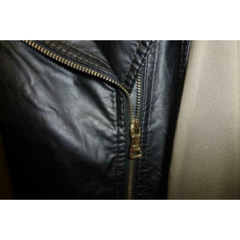 Gerry Weber blazer kakigroen katoen + zw. pu leer 42 32335