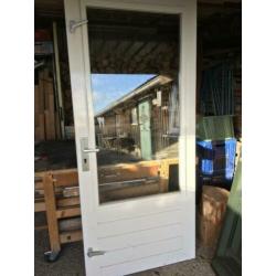 Merbau achterdeur, schuurdeur, tuindeur, deur met iso glas