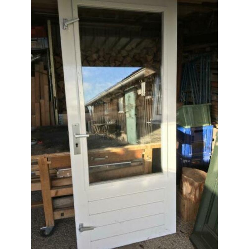 Merbau achterdeur, schuurdeur, tuindeur, deur met iso glas