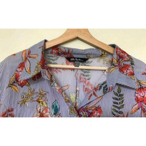 Ulla Popken. Mt XXL 50 52. Blouse. Blauw groen roze wit