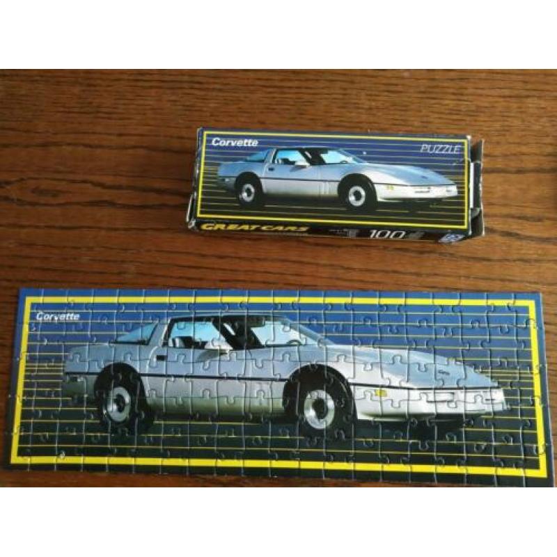 3 vintage puzzels: Pontiac, Corvette, Mercedes