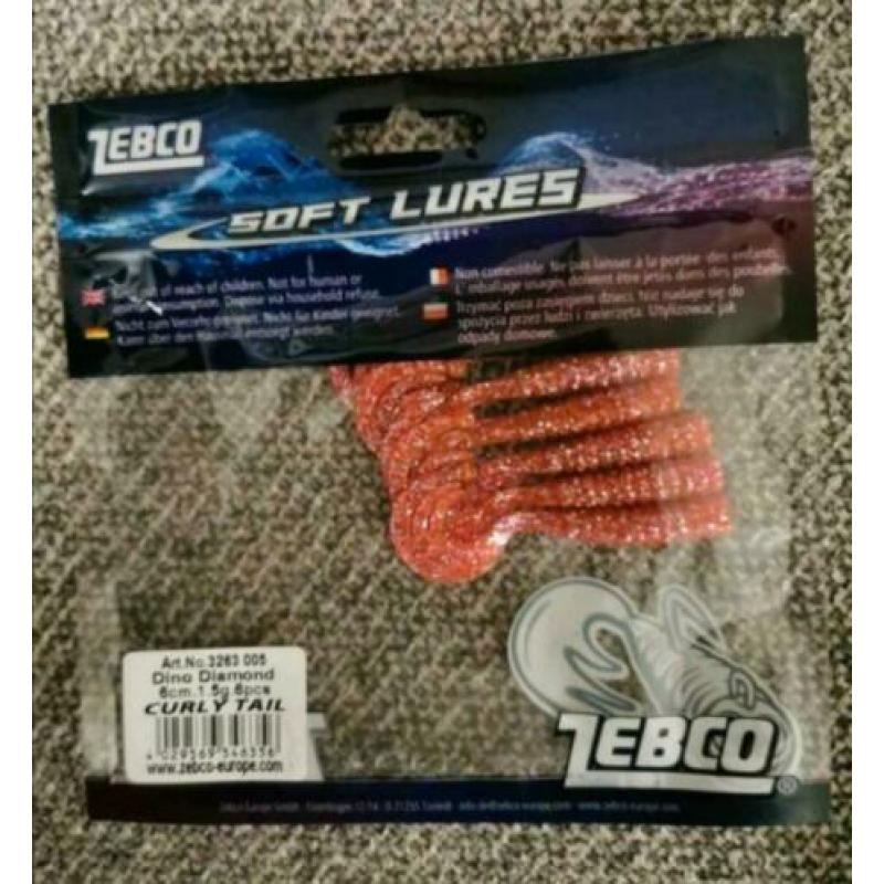 Zebco soft lures curly tail €1,25 per verpakking