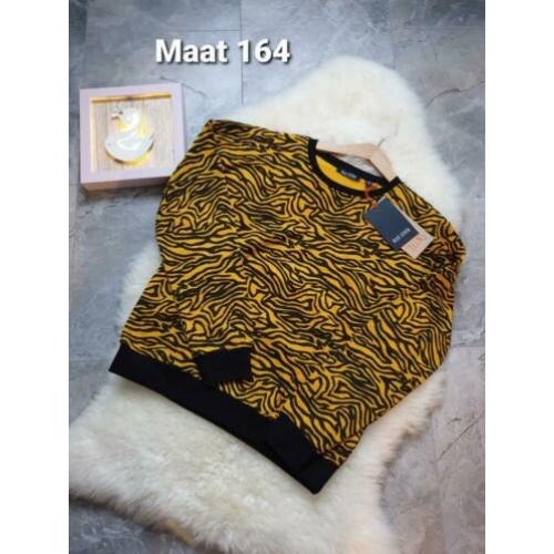 Maat 164 NIEUW Meisjes Trui Tijgerprint BLUE SEVEN