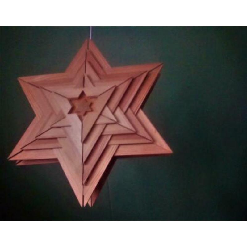 Klassieke Houten Vintage Adventster / Kerstster / 38 cm
