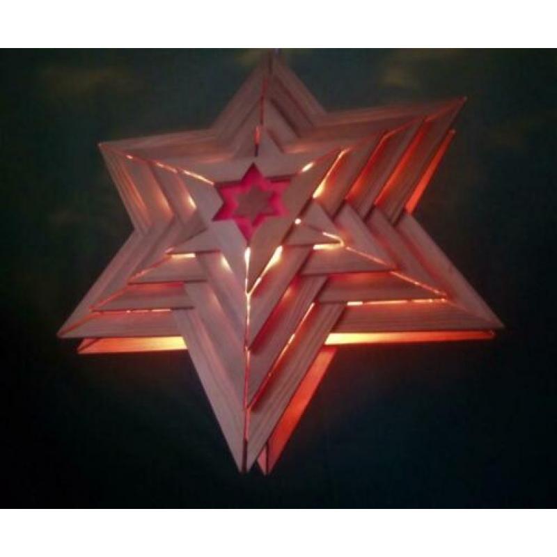 Klassieke Houten Vintage Adventster / Kerstster / 38 cm
