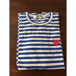 Streep shirtje blue cdg shirt blauw comme des garçons play