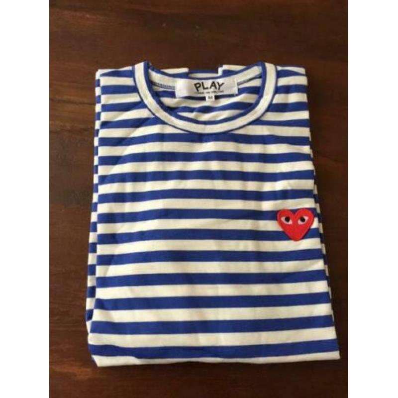Streep shirtje blue cdg shirt blauw comme des garçons play